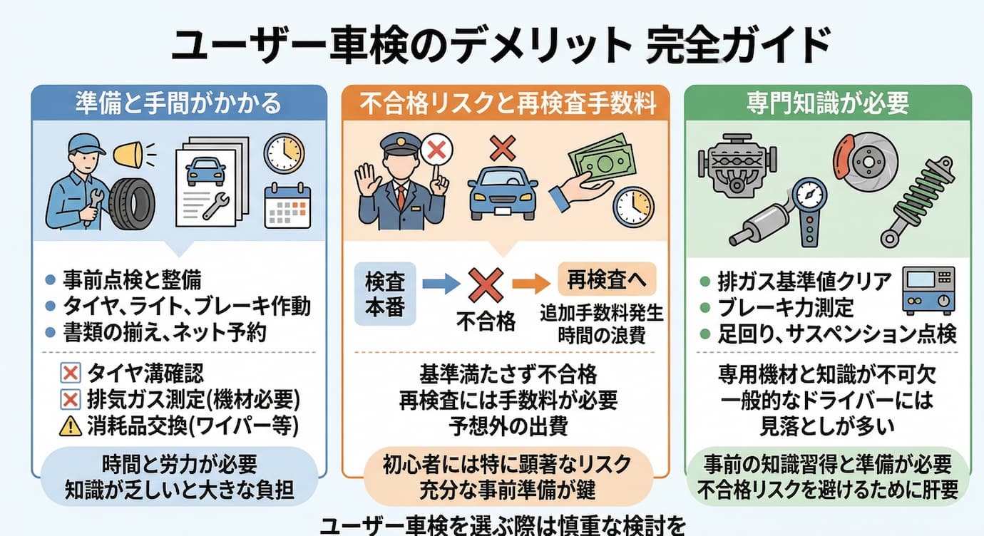 ユーザー車検のデメリット