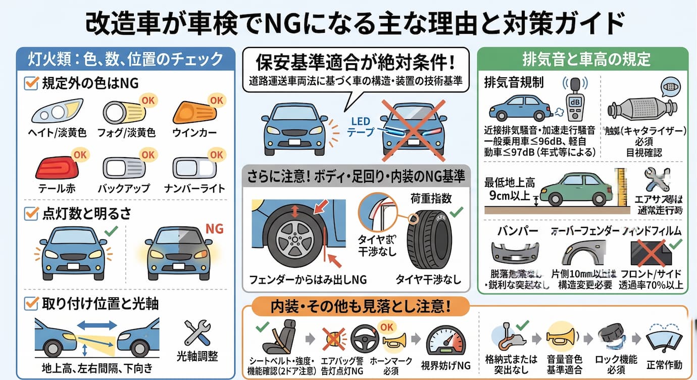 改造車が車検でNGになる主な理由