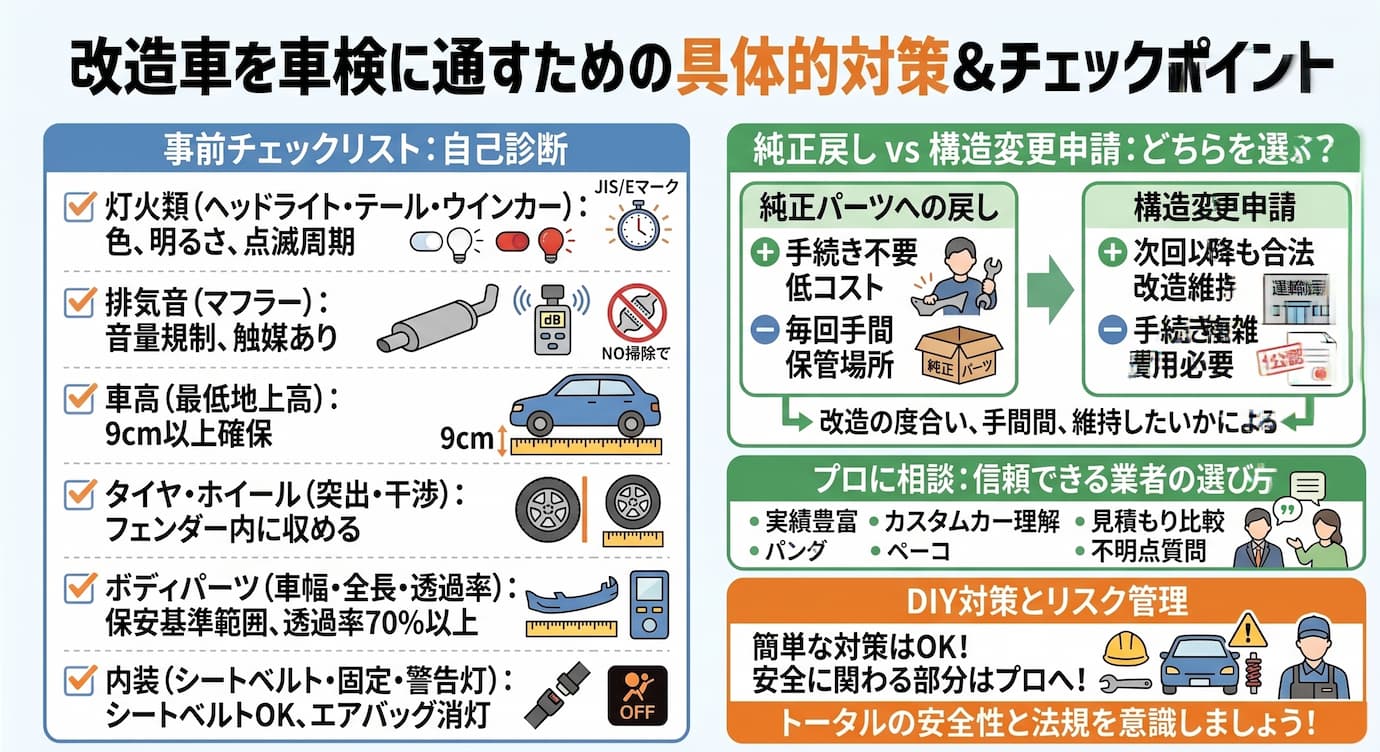 車検に通すための具体的な対策とチェックポイント